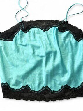 Victoria’s Secret Vintage Blue Cami with Black Lace Trim